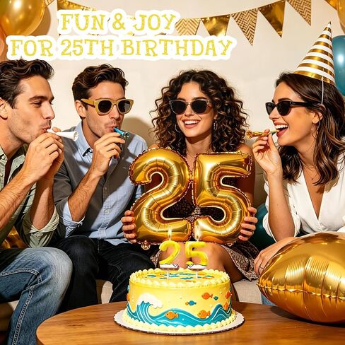 25th Birthday Candle, Yellow Number 25 Cake Candle, Cartoon Sponge Dot Print Cake Topper, Birthday Party Cake Decoration for Women Men in Saudi Arabia