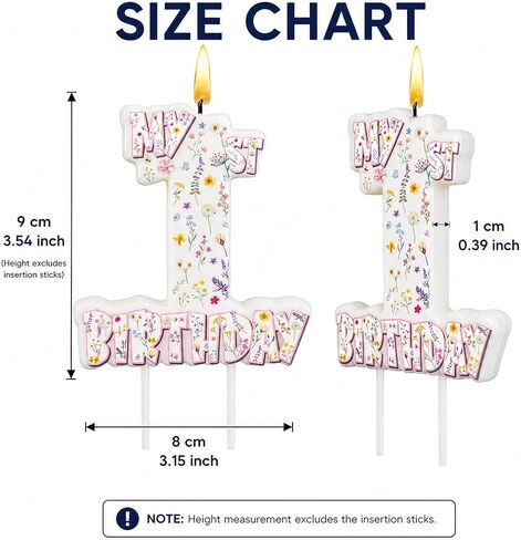 Wildflower Number 1 Birthday Candle, 3.5×3.2" Floral Theme 1st Cake Topper for Baby Girl Birthday Party Decorations in Saudi Arabia