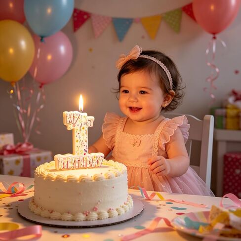 Wildflower Number 1 Birthday Candle, 3.5×3.2" Floral Theme 1st Cake Topper for Baby Girl Birthday Party Decorations in Saudi Arabia