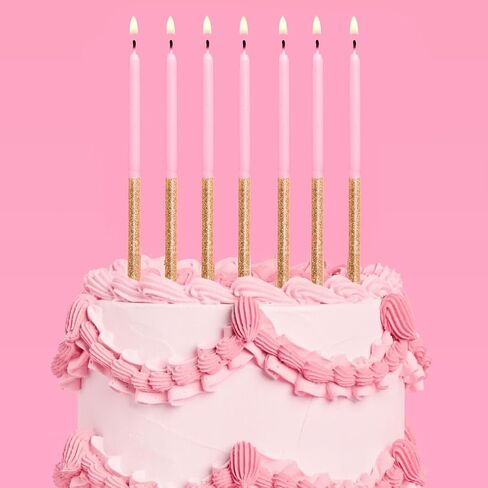 xo, Fetti Pink + Gold Glitter Candles - 10 Birthday Candles | Birthday, Kids Party, Glitter, Pink, Gold, Girly, Party Supplies in Kuwait