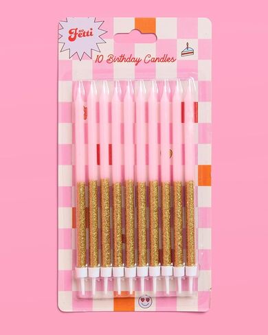 xo, Fetti Pink + Gold Glitter Candles - 10 Birthday Candles | Birthday, Kids Party, Glitter, Pink, Gold, Girly, Party Supplies in Kuwait