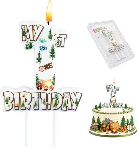 Camper Number 1 Birthday Candle, 3.5×3.2" Woodland Camping Theme 1st Cake Topper for Boys Girls Birthday Party Decorations in Saudi Arabia