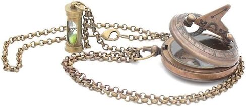 Compass Gift for Mom/Dad, Antique Nautical Directional Magnetic Sundial Pocket Compass Gifts for Women/Men with Leather Case or Wooden Box, Baptism 2026 Communion Christian Luxury Gift, Anniversary in Kuwait