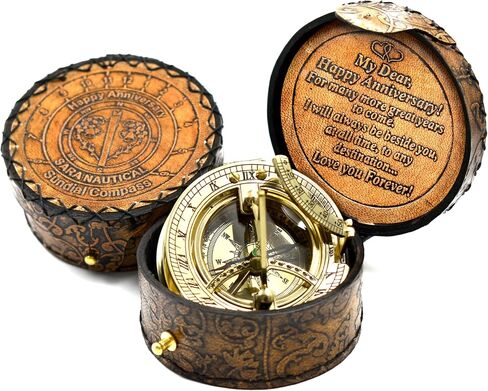 SARA NAUTICAL Antique Brass Sundial Compass, Sundial Clock in Box Gift Sun Clock Ship Replica Watch,Ship Decorations (Anniversary, Love, Wife Gift, Loved one Gift) in Saudi Arabia