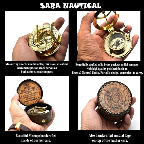 SARA NAUTICAL Antique Brass Sundial Compass, Sundial Clock in Box Gift Sun Clock Ship Replica Watch,Ship Decorations (Anniversary, Love, Wife Gift, Loved one Gift) in Saudi Arabia