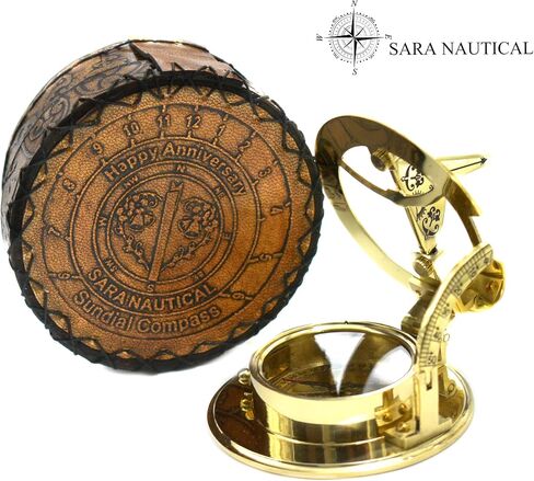 SARA NAUTICAL Antique Brass Sundial Compass, Sundial Clock in Box Gift Sun Clock Ship Replica Watch,Ship Decorations (Anniversary, Love, Wife Gift, Loved one Gift) in Saudi Arabia