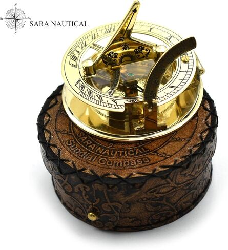 SARA NAUTICAL Antique Brass Sundial Compass, Sundial Clock in Box Gift Sun Clock Ship Replica Watch,Ship Decorations (Anniversary, Love, Wife Gift, Loved one Gift) in Saudi Arabia