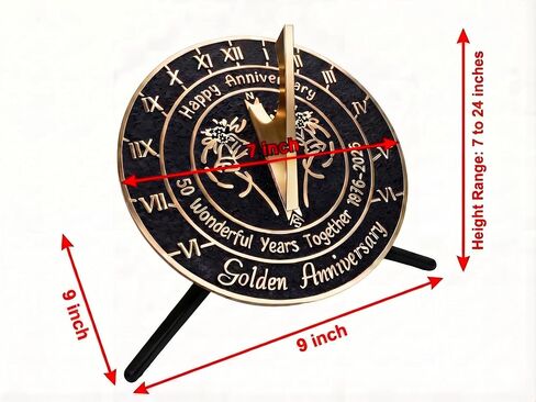 Brass Sundial with Pedestal for 50th Golden Wedding Anniversary (2026) - Elegant Home Decor or Garden Present for Him, Her, Parents, or Couples Celebrating 50 Years Together in Saudi Arabia