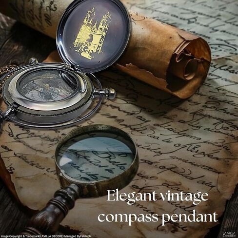LAVILLA DECORE Antique Brass Sundial Compass - Unique Sundial Clock in Leather Case - 25th, 20th Wedding Gift for Husband or Wife | Sun Clock Ship Replica in Saudi Arabia