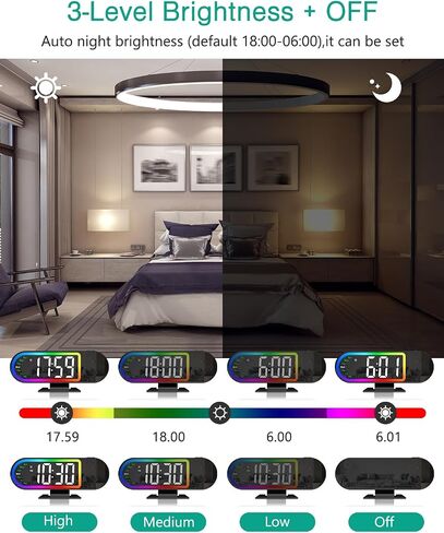 ORIA Projection Alarm Clocks for Bedrooms, 8.5" Digital Clock with 180° Rotatable Projector, 17 RGB Night Light & 3-Level Dimmer, Snooze, Temperature, for Home, Bedside, Ceiling, Wall in Kuwait