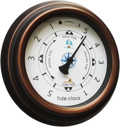 Vintage Metal Cased Tidal Clock Nautical 8 inch 200mm Wall Hanging Boat Using High Tide Low Tide for Weather Station, Wall Decor, Boat Accessories (Home/Ocean/Beach) in Kuwait