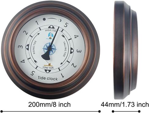 Vintage Metal Cased Tidal Clock Nautical 8 inch 200mm Wall Hanging Boat Using High Tide Low Tide for Weather Station, Wall Decor, Boat Accessories (Home/Ocean/Beach) in Kuwait