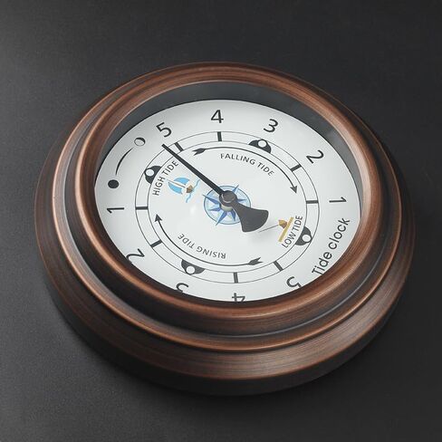 Vintage Metal Cased Tidal Clock Nautical 8 inch 200mm Wall Hanging Boat Using High Tide Low Tide for Weather Station, Wall Decor, Boat Accessories (Home/Ocean/Beach) in Kuwait