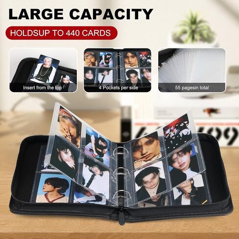 Photocards Binder, 4 Pocket 440 Card Collection Binder, Album Photocard Holder for Stray Fans Gifts Merch in Saudi Arabia