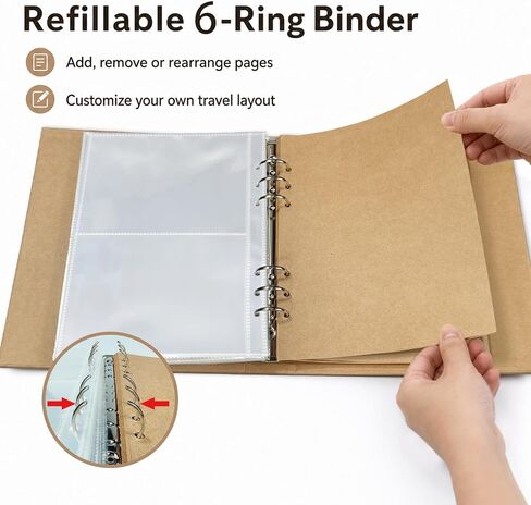 Travel Photo Album 4x6, 6-Ring Binder Holds 100 Photos with 25 Writable Kraft Pages, USA Map Cover Road Trip Scrapbook for Family Vacation, National Parks & Adventure Memories, KUWORD in Saudi Arabia
