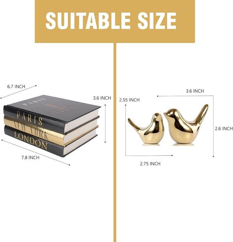 Decorative Books for Home Decor with Small Birds Statues Gold Home Decoration, Modern Style Coffee Table Book Decor, Stacked Books for Bedroom, Living Room, Office Desktop, Cabinets Shelf Decor in Saudi Arabia