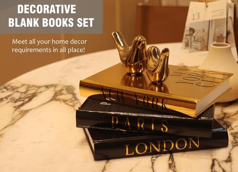 Decorative Books for Home Decor with Small Birds Statues Gold Home Decoration, Modern Style Coffee Table Book Decor, Stacked Books for Bedroom, Living Room, Office Desktop, Cabinets Shelf Decor in Saudi Arabia