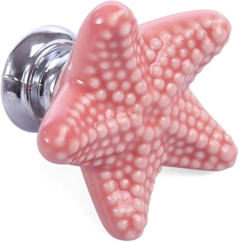 Ceramic Starfish Cabinet Knobs for Nursery Dresser Vanity Cupboard Wardrobe, Nautical Drawer Pull Handles, Cute Beach/Ocean Theme Drawer Knobs, Pack of 12 (Pink) in Saudi Arabia