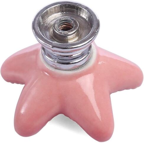 Ceramic Starfish Cabinet Knobs for Nursery Dresser Vanity Cupboard Wardrobe, Nautical Drawer Pull Handles, Cute Beach/Ocean Theme Drawer Knobs, Pack of 12 (Pink) in Saudi Arabia
