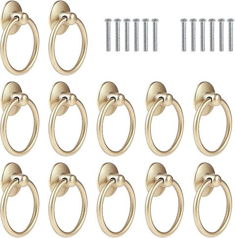 Ceramic Cabinet knobs,Furniture Door Pull Handles,12PCS Drop Ring Knobs 44mm Vintage Drawer Handles Retro Ring Drawer Knobs Kitchen Cabinet Cupboard Door Ring Pull Handles, Gold (C ( Color : Bronze ) in Kuwait