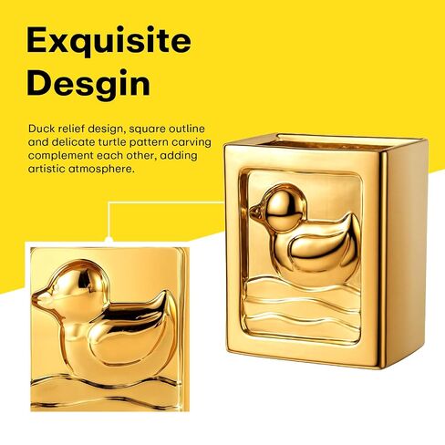 Gold Duck 1.85 Gallon Bathroom Trash Can, Modern Ceramic Wastebasket, Small Garbage Bin for Bedroom, Home Office, Toilet, RV, Near Desk, Under Sink in Saudi Arabia