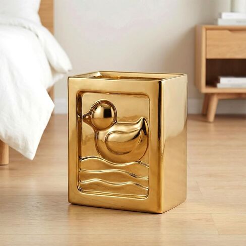 Gold Duck 1.85 Gallon Bathroom Trash Can, Modern Ceramic Wastebasket, Small Garbage Bin for Bedroom, Home Office, Toilet, RV, Near Desk, Under Sink in Saudi Arabia