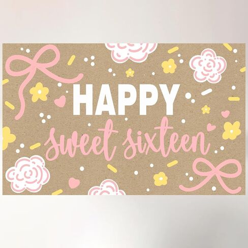 Happy Sweet 16 Banner for Sweet 16 Party Decorations 16th Birthday Decorations for Girls Sweet Sixteen Happy Birthday Banner in Saudi Arabia