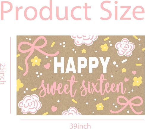 Happy Sweet 16 Banner for Sweet 16 Party Decorations 16th Birthday Decorations for Girls Sweet Sixteen Happy Birthday Banner in Saudi Arabia