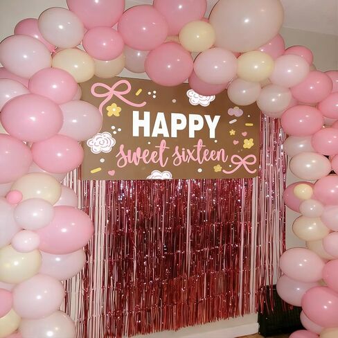 Happy Sweet 16 Banner for Sweet 16 Party Decorations 16th Birthday Decorations for Girls Sweet Sixteen Happy Birthday Banner in Saudi Arabia