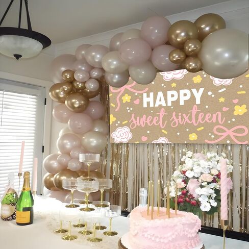 Happy Sweet 16 Banner for Sweet 16 Party Decorations 16th Birthday Decorations for Girls Sweet Sixteen Happy Birthday Banner in Saudi Arabia