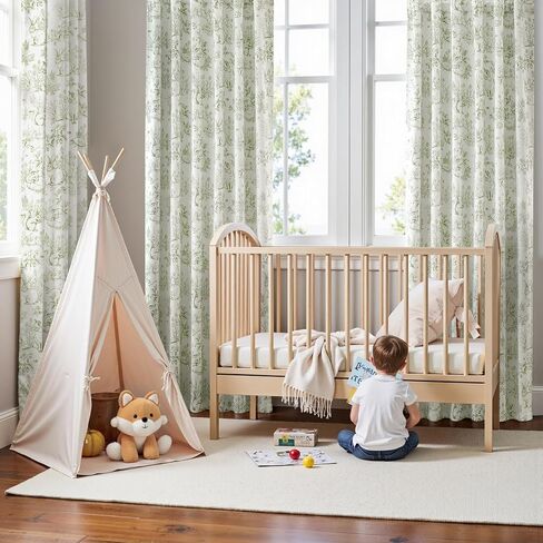 jinchan Woodland Blackout Curtains for Kids Bedroom Nursery Whimsical Cottagecore Bunny Botanical Room Darkening Drapes Green on Beige Farmhouse Nature-Inspired Decor 84 Inch Back Tab 2 Panels in Kuwait