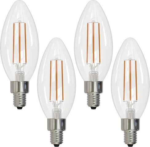 OHLECTRIC 4W LED Filament Candelabra Bulb (4-Pack) 40W Equivalent, E12 Candelabra Base, 2700K Warm White, Clear Filament Dimmable Chandelier Light Bulb, 350 Lumens, High CRI, JA8 Rated Damp Locations in Kuwait