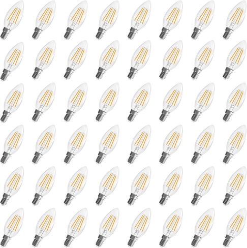 GvvooHome E12 Candelabra Bulb, 5000K Daylight LED Chandelier Light Bulbs, 40 Watt Equivalent, Non-Dimmable B10 Clear Glass Candle LED Bulbs, 400 Lumens for Ceiling Fans, 90+CRI, 12 Pack in Kuwait