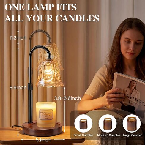Electric Candle Warmer Lamp with Timer & Dimmable, Adjustable Height Flameless Wax Warmer for Jar Candles, Auto Shut Off, Home Decor for Bedroom Living Room Office, Ideal Gift in Saudi Arabia