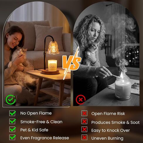 Electric Candle Warmer Lamp with Timer & Dimmable, Adjustable Height Flameless Wax Warmer for Jar Candles, Auto Shut Off, Home Decor for Bedroom Living Room Office, Ideal Gift in Saudi Arabia