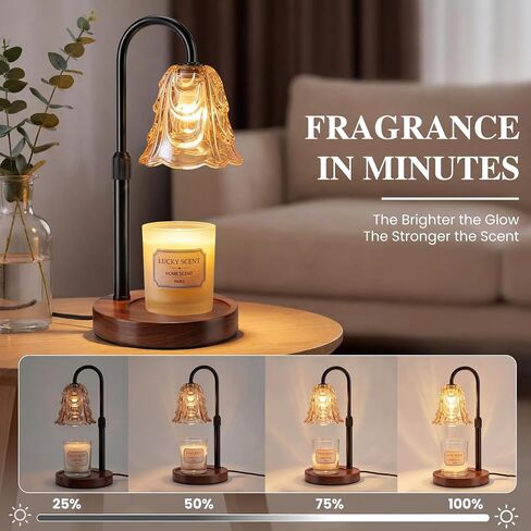 Electric Candle Warmer Lamp with Timer & Dimmable, Adjustable Height Flameless Wax Warmer for Jar Candles, Auto Shut Off, Home Decor for Bedroom Living Room Office, Ideal Gift in Saudi Arabia