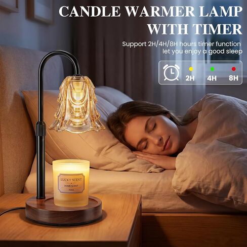 Electric Candle Warmer Lamp with Timer & Dimmable, Adjustable Height Flameless Wax Warmer for Jar Candles, Auto Shut Off, Home Decor for Bedroom Living Room Office, Ideal Gift in Saudi Arabia