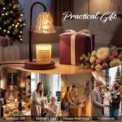 Electric Candle Warmer Lamp with Timer & Dimmable, Adjustable Height Flameless Wax Warmer for Jar Candles, Auto Shut Off, Home Decor for Bedroom Living Room Office, Ideal Gift in Saudi Arabia