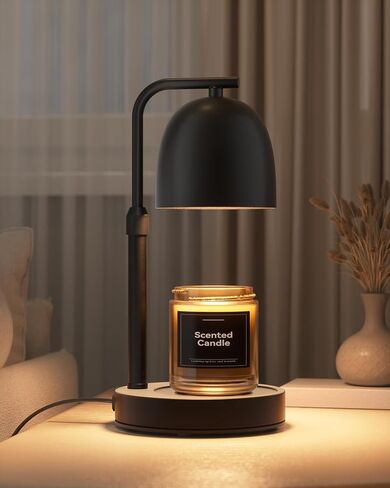 LISUNAR Candle Warmer Lamp with Timer Dimmable, Adjustable Height Black Candle Warmer for Jar Candles, Birthday Gifts for Women & Men, Office Decor, House Warming Gift, Wax Melt Warmer with 2 Bulbs in Saudi Arabia