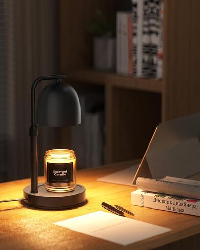 LISUNAR Candle Warmer Lamp with Timer Dimmable, Adjustable Height Black Candle Warmer for Jar Candles, Birthday Gifts for Women & Men, Office Decor, House Warming Gift, Wax Melt Warmer with 2 Bulbs in Saudi Arabia