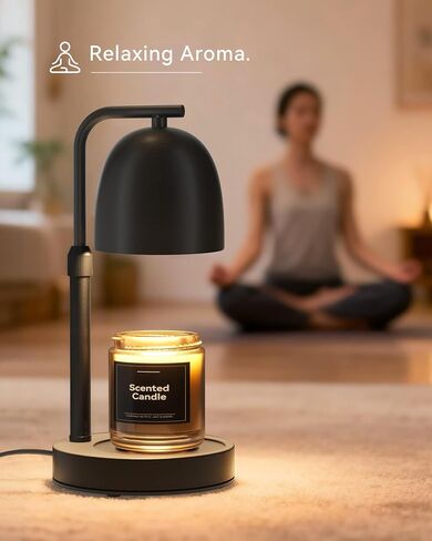 LISUNAR Candle Warmer Lamp with Timer Dimmable, Adjustable Height Black Candle Warmer for Jar Candles, Birthday Gifts for Women & Men, Office Decor, House Warming Gift, Wax Melt Warmer with 2 Bulbs in Saudi Arabia