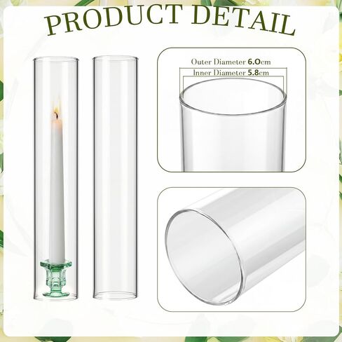 Teenyyou 12 Set Glass Hurricane Candle Holders 11.8'' and Green Taper Glass Candlestick Holders 0.9'' Clear Candleholders Open Ended Tube Shape for Wedding Party Table Centerpiece Home Decor in Kuwait