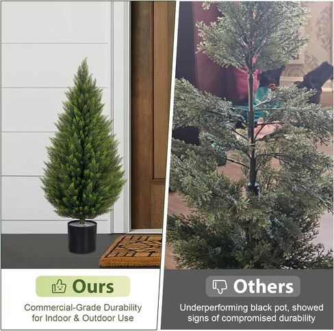 VIVATREES 3FT Artificial Topiary Cedar Trees, UV-Resistant Faux Evergreen Outdoor Plants, Artificial Pine Tree for Outdoor Front Porch Patio Entryway Decor, Set of 2 in Saudi Arabia