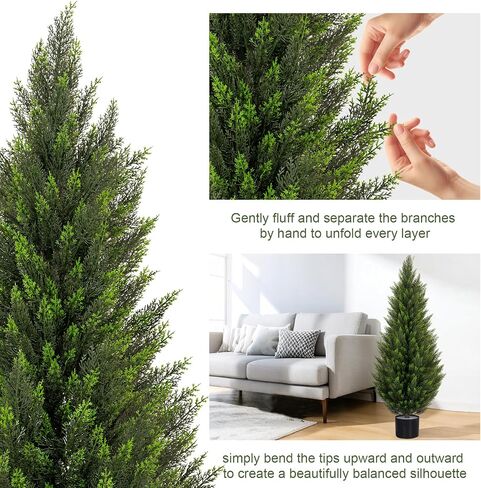 VIVATREES 3FT Artificial Topiary Cedar Trees, UV-Resistant Faux Evergreen Outdoor Plants, Artificial Pine Tree for Outdoor Front Porch Patio Entryway Decor, Set of 2 in Saudi Arabia