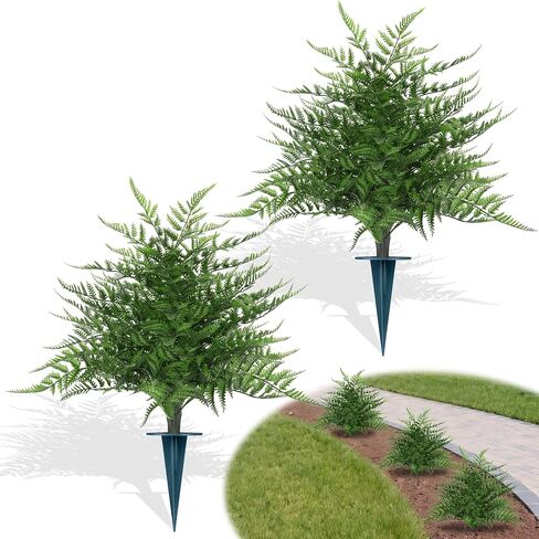 Yangrass 2PCS Artificial Cedar Topiary Ball Trees 23" for Outdoors with Ground Spike, UV Resistant Artificial Cypress Trees, Evergreen Shrubs Bushes Faux Plants for Front Porch Garden Backyard in Saudi Arabia