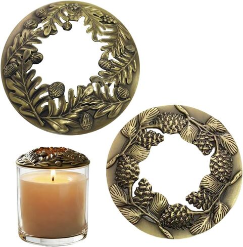 2 Pack Scented Candle Topper Cover to Burn Evenly, Decorative Candle Jars Accessories Gifts for Women, Elegant Carved Lids Shades, Ideal Gift for Candle Lovers，3.23in(Antique Bronze) in Saudi Arabia