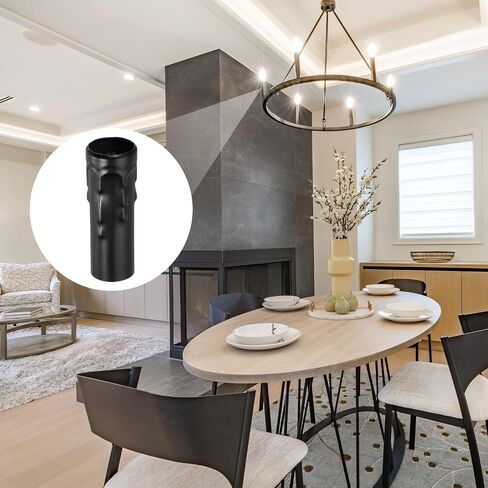 Candle Sleeves for E14 Chandeliers 3.2 Inch - 6 Pcs Metal Socket Covers with Dripping Candelabra Base 24mm I.D., Light Bulb Accessories for Lamps DIY Lighting Fixture, Black in Kuwait