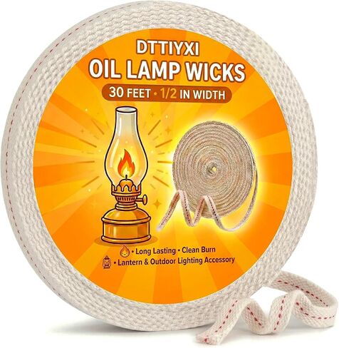 Oil Lamp Wicks, 1/2 Inch x 30 Ft, Flat Cotton Lantern Wick for Oil Lamps in Saudi Arabia