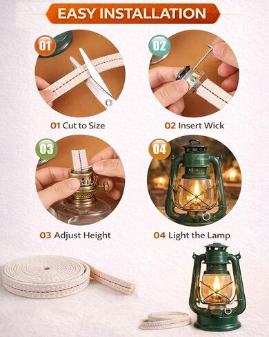 Oil Lamp Wicks, 1/2 Inch x 30 Ft, Flat Cotton Lantern Wick for Oil Lamps in Saudi Arabia
