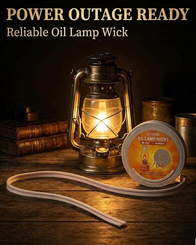 Oil Lamp Wicks, 1/2 Inch x 30 Ft, Flat Cotton Lantern Wick for Oil Lamps in Saudi Arabia